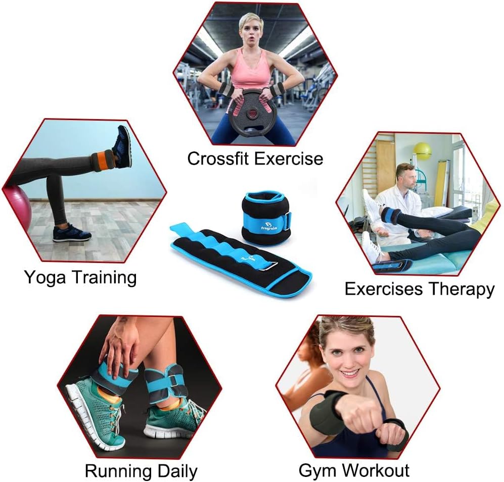 Ankle Weights for Women, Men and Kids - 1/2/3/4/6/8/10/12/15/20 LBS 1 Pair Strength Training Wrist/Leg/Arm Weight with Adjustable Strap for Jogging, Gymnastics, Aerobics, Home Fitness, Physical Therapy