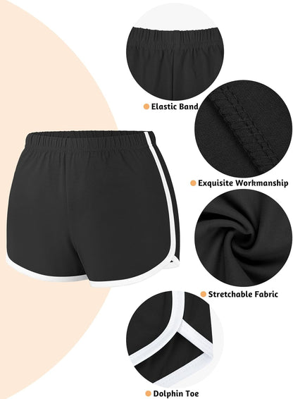 4 Pack Yoga Short Pants Cotton Sports Shorts Gym Dance Lounge Shorts Dolphin Running Athletic Shorts for Women