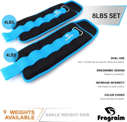 Ankle Weights for Women, Men and Kids - 1/2/3/4/6/8/10/12/15/20 LBS 1 Pair Strength Training Wrist/Leg/Arm Weight with Adjustable Strap for Jogging, Gymnastics, Aerobics, Home Fitness, Physical Therapy