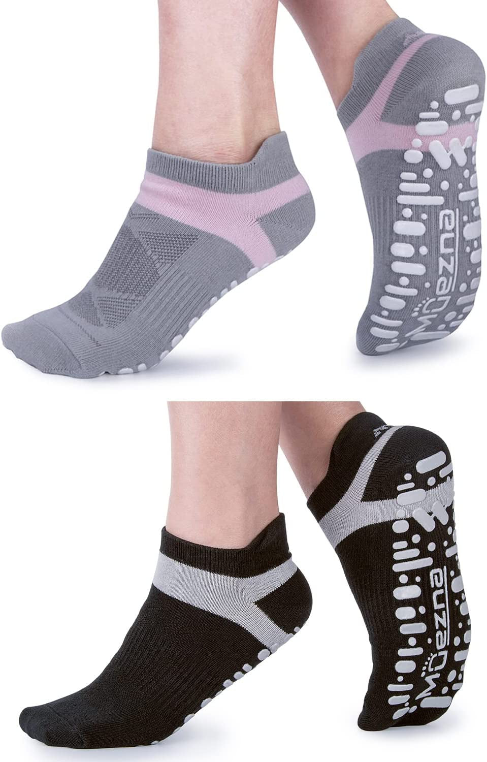 Pilates Socks Grippy Socks Woman Non Slip Grip Yoga Socks with Grips | anti Skid Sock for Barre Hospital with Cushion, Bottom, Slip Resistant Socks Size 9-10,For Adult, Elderly, Pregnant