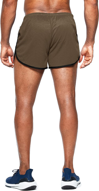 Men'S Running Shorts 3" Gym with Zipper Pockets | Breathable Mesh Fabric, Built-In Brief Support, Split-Leg Mobility, Inner Drop-In Pocket, Training and Workout Wear