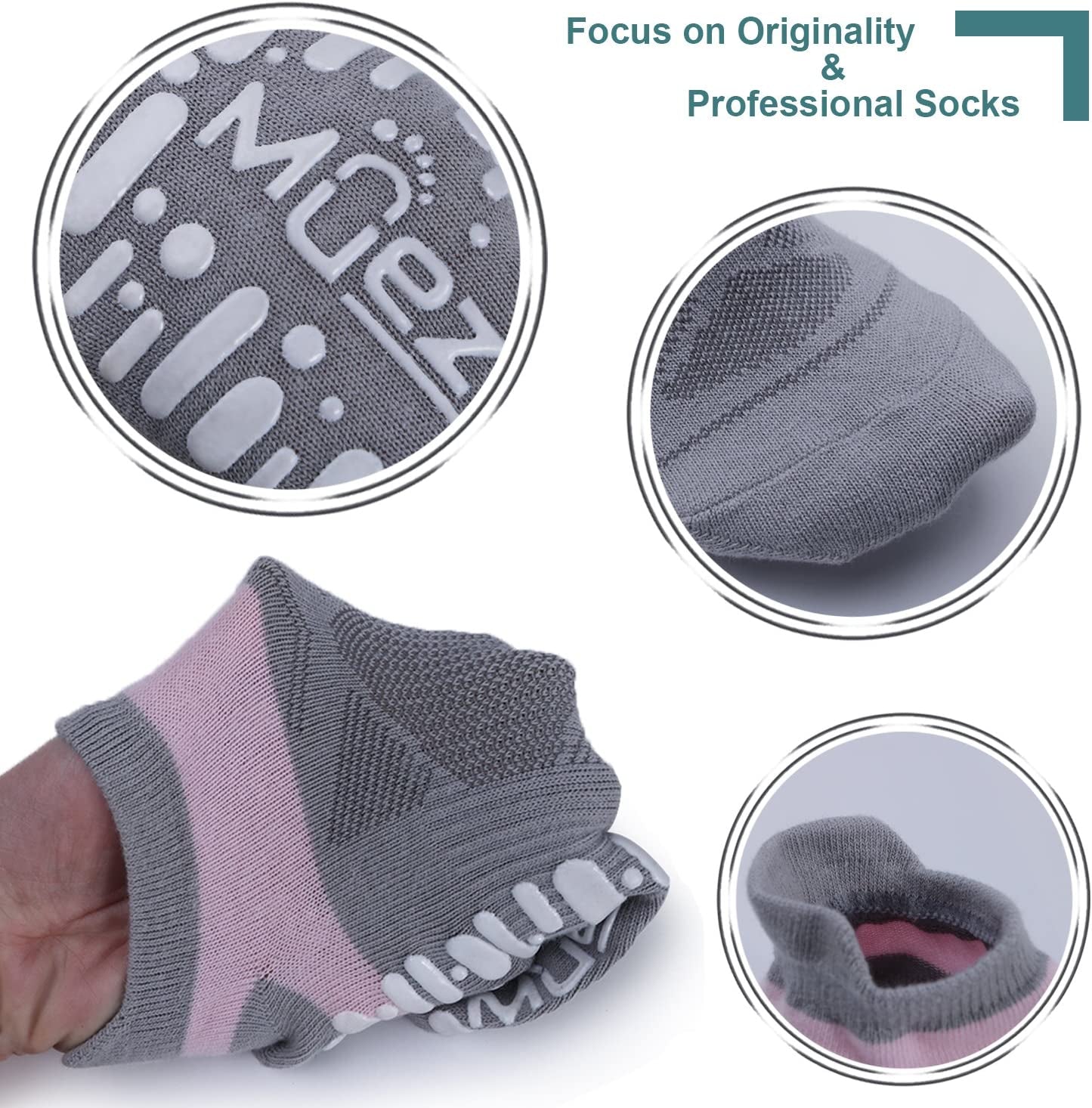 Pilates Socks Grippy Socks Woman Non Slip Grip Yoga Socks with Grips | anti Skid Sock for Barre Hospital with Cushion, Bottom, Slip Resistant Socks Size 9-10,For Adult, Elderly, Pregnant